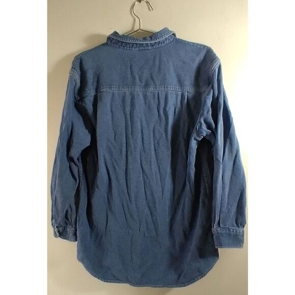 Vintage Disney Winnie The Pooh Long Embroidered Cotton Denim Button Down Shirt S - Picture 2 of 5